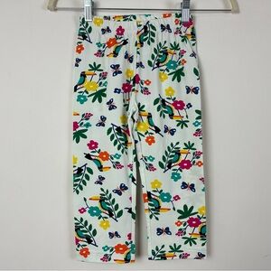 HANNA ANDERSSON Capri Leggings Girls 120 USA 6-7 White Printed Floral NWT